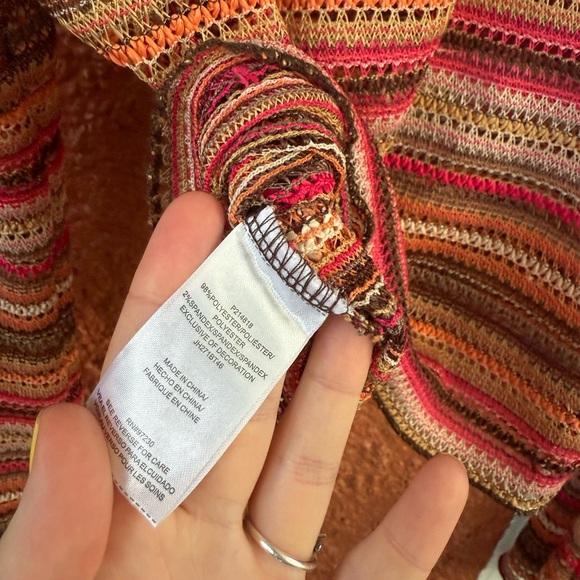 Y2K Almost Famous Women’s Knit Cropped Flare Sleeve Fairy Boho Top Mesh Rave L - Picture 6 of 8